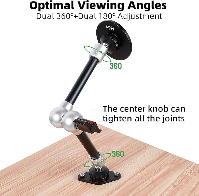 Magnetic Phone Holder with AMPS Mounting Plate Drill Base & 360°Rotation 10" Magic Arm, Magnet Phone Mount for Wall/Desk/Truck/Car/Workbench, Compatible with Magsafe iPhone 16 15 14 13 12 Series