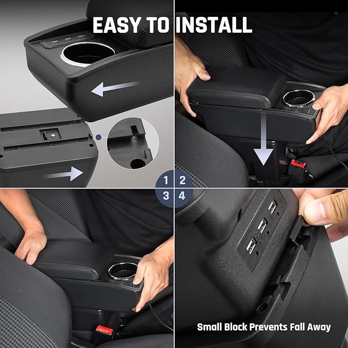 YJYWZH Car Armrest Storage Box for Hyundai Accent Solaris Verna 2017-2020 Double-Layer Car Center Console Armrest Box with 6 USB Ports and Cup Holder for Car Accessories(Black Thread)