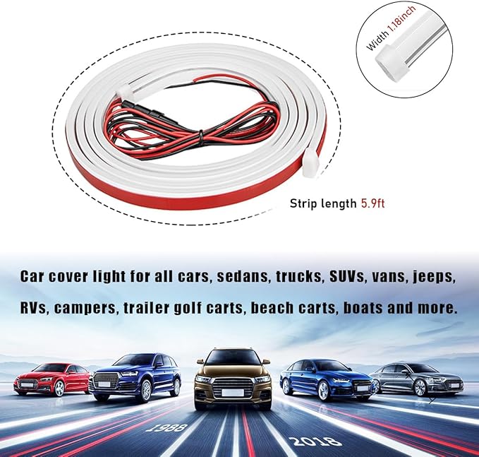 Ohleats 71 Inch Car Hood Light Strip, Exterior Flexible Daytime LED Running Light, Waterproof Auto LED Strip Light with Dynamic Scan Start-up Effect, Car Accessories for SUV Truck (Blue)