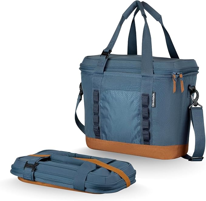 CleverMade Collapsible Insulated Cooler Bag – Leakproof Soft Cooler for Beach, Travel, Car – Bottle Opener