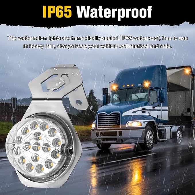 2PCS Dual Revolution 17 Led Watermelon Lights with Stainless Steel Bracket, Red Stop Turn and Marker to Blue Auxiliary Light, Underglow Lights for Freightliner Kenworth Peterbilt Trucks