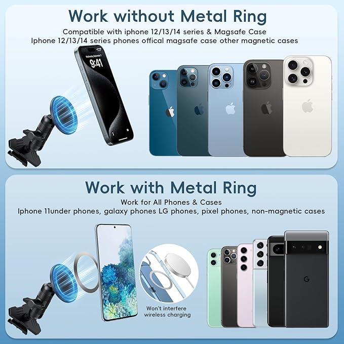 Kaishengyuan Magnetic Vent Phone Mount Compatible with 2015-2020 Ford F-150, 2017-2021 Super Duty & 2018-2021 Expedition, Car Full Metal Phone Holder Cradles Bracket Stand for All Smartphone