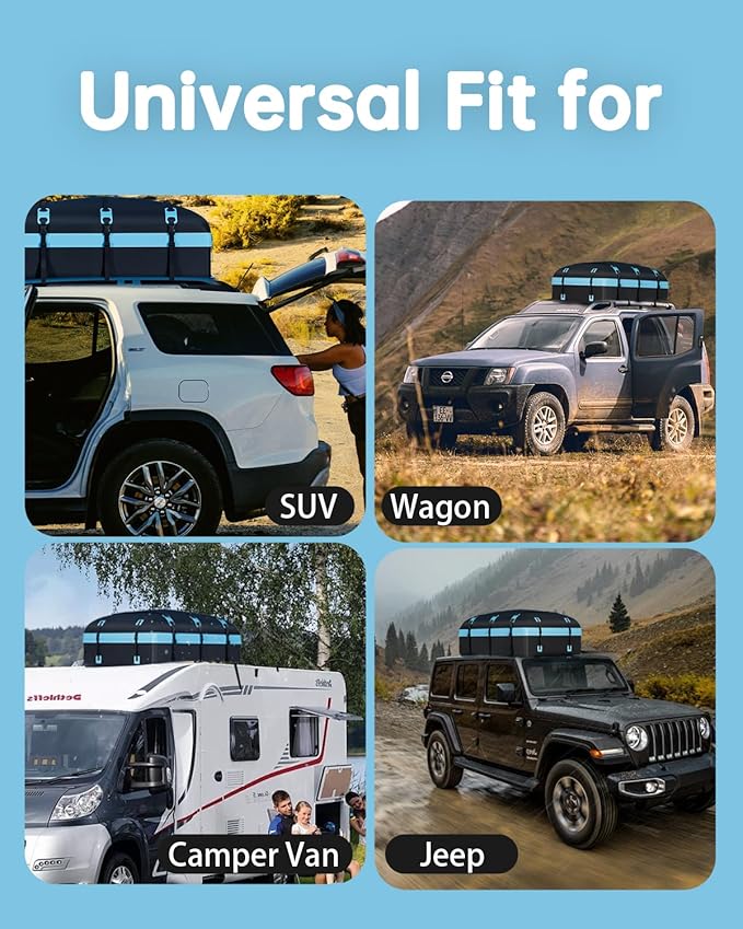 Car Rooftop Cargo Carrier Bag 30 Cubic Feet, Soft-Shell Luggage Cargo Bag Waterproof Bag, Include 2 Reinforced Straps, 6 Door Hooks, Anti-Slip Mat, Luggage Lock