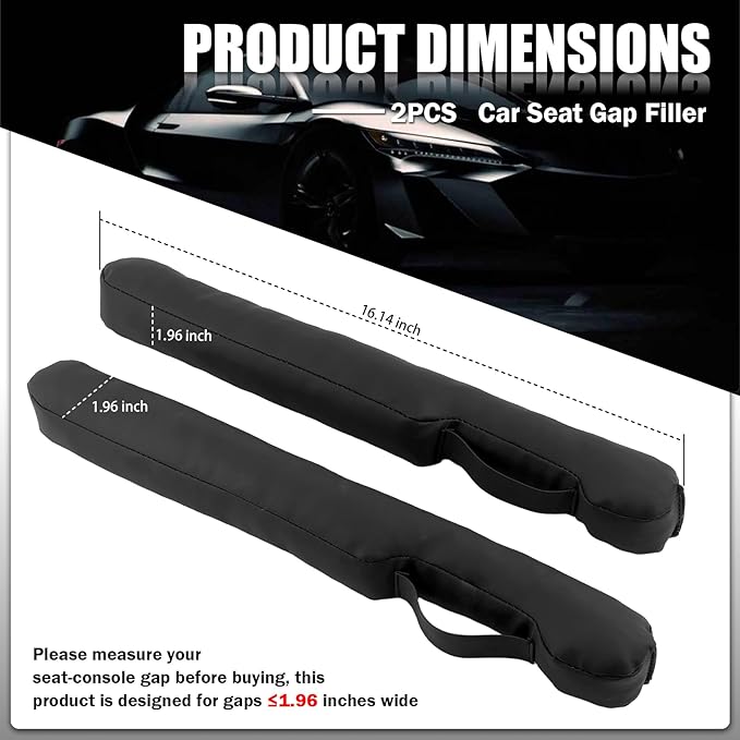 2026 New Car Seat Gap Filler 2 Pack,Leather Seat Gap Filler Strip with Fix Strap to Avoid Items from Falling,Universal Car Seats Gaps Plug Cars Interior Accessories