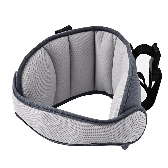 Kids Car Seat Head Support Band, Adjustable Child Carseat Headhold, Safety Car Seat Neck Relief Strap, Breathable Head Neck Pillow Support – Baby Travel Accessories, Dark Grey