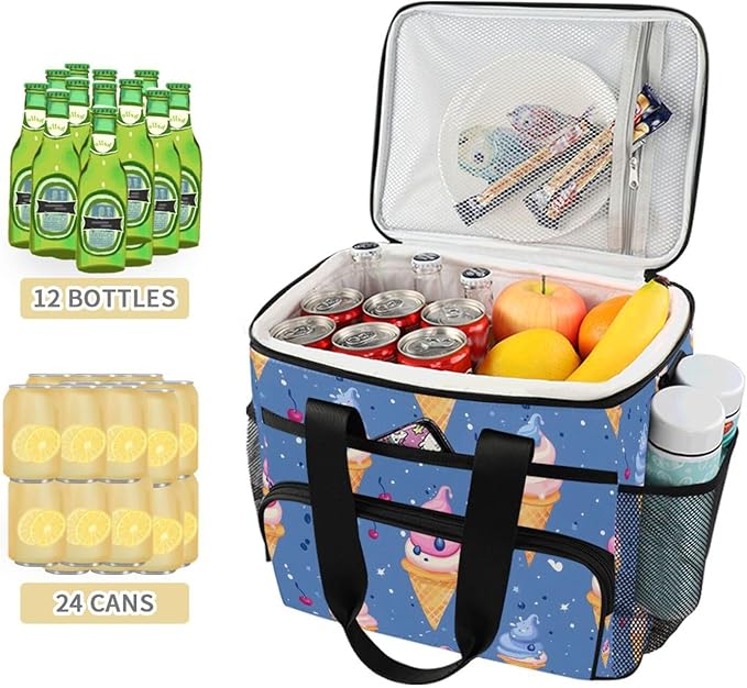 Cooler Bag Insulated Picnic Bag Large Lunch Box Reusable Tote Bag Soft Sided Portable Beach Cooler Grocery Camping