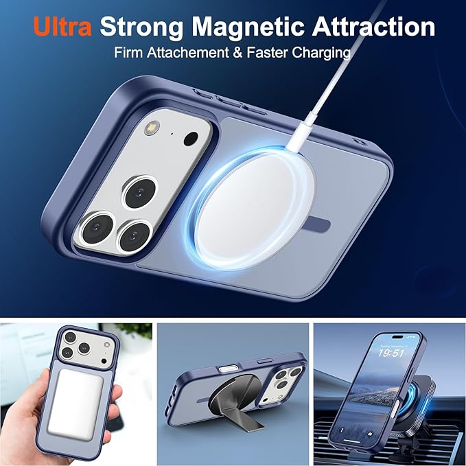SUPFINE Magnetic for iPhone 17 Pro Max Case (Compatible with MagSafe)(Military Grade Drop Protection) Translucent Matte Shockproof with Anti-Fingerprint Phone Cover,Lavender Gray