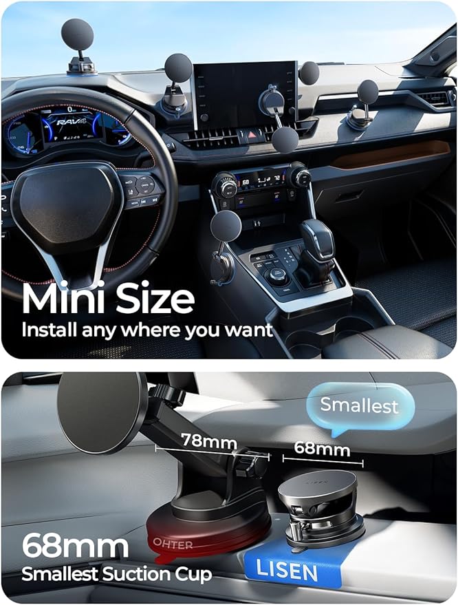 LISEN 15W Magsafe Car Mount Charger, Magnetic Wireless Car Charger, Suction Phone Mount, Vacuum Magnetic Phone Holder for Car Charger for iPhone 17 Pro Max 16 15 14 13 12, Samsung,Pixel, Gifts for Mom