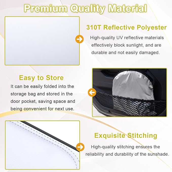 PIMCAR Windshield Sun Shade for 2023 2024 2025 2026 Honda Accord, 310T Reflective Polyester Front Window Sun Visor Blocks UV Rays Foldable Sunshade Honda Accord Accessories