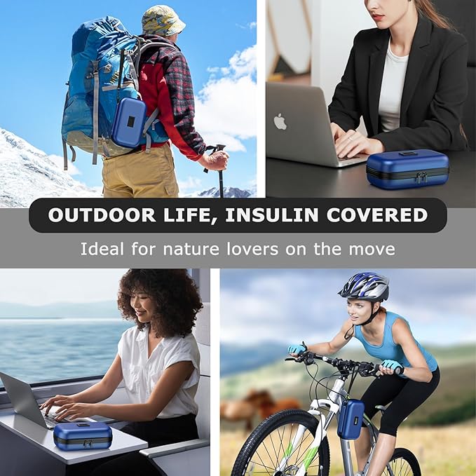 Insulin Cooler Travel Case TSA Approved Medication Cooler with Digital Temp Display 2 Ice Packs for Insulin Travel Case Diabetes Storage 4-6 Pens