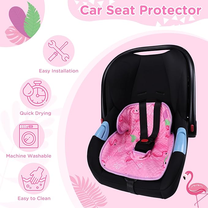 Car Seat Potty Training Protector, 2 Pack Waterproof Piddle Pad Carseat for Baby Toddlers, Leak-Proof Car Seat Liner with Non-Slip & 2 Strap Covers, Machine Washable - Pink