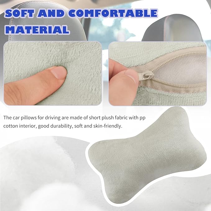 2PCS Car Headrest Pillow,Soft & Comfortable Car Neck Pillow for Driving Fatigue Relieve,All-Season Universal Cars Head Rest Pillows Automotive Interlor Accessorles for Cars (Gray/2PCS)