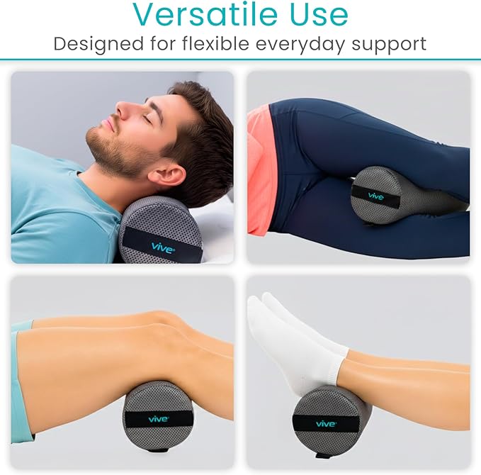 Vive Lumbar Roll Pillow for Lower Back Pain - Low Back Support Cushion for Office Chair, Car, Driving, Desk Computer - Ergonomic Portable Cervical Bolster for Thoracic Low Rest Posture Corrector(Soft)