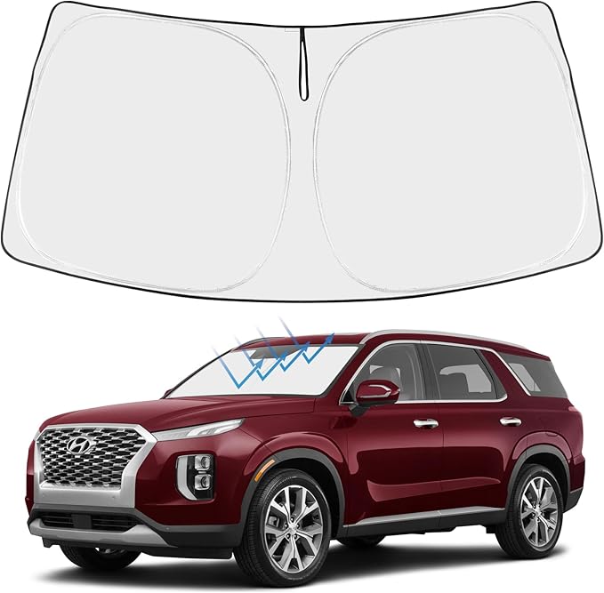 Proadsy 2026 Upgrade Front Windshield Sun Shade Foldable Sunshade Protector Custom Fit 2020-2025 Palisade Accessories