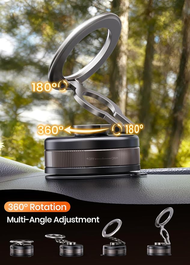 2026 Car Phone Holder for Magsafe [78+LBS Strongest Suction & 2400gf Magnetic] 360° Adjustable Car Suction Phone Mount, Phone Holders for Your Car for iPhone 17 Pro Max 16 15 14 13 12 Air Plus
