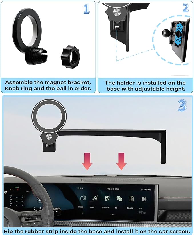 Car Phone Holder for Hyundai Sonata 2024 2025 2026 Accessories Apply to 12.3 Inch Touch Screen Fixed Clip Magnetic Cell Phone Mount Hands-Free 360 Degree Rotation