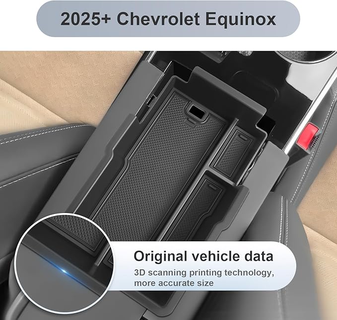 SKTU 2-Pack for 2025 2026 Chevy Equinox Accessories Center Console Organizer for 2025 2026 Chevrolet Equinox (LT/ACTIV/RS) 2025 2026 Equinox Console Tray & Lower Center Console Tray