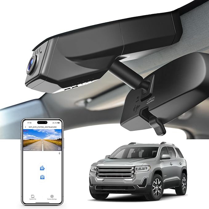 Mangoal 4K Dash Cam fit for GMC Acadia 2017-2023 (Model B), SE SEL Set AT4 Denali, Model A & Model B Have Same Models Years but Vehicle Sensor Cover are Different, Free App & WiFi, 64GB Card