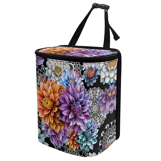 BIGCARJOB Blossom Lotus Car Trash Can Bin for Car Back Seat,Portable Car Trash Bag Hanging,Vehicle Trash Can Automotive Car Garbage Cans Auto Accessories