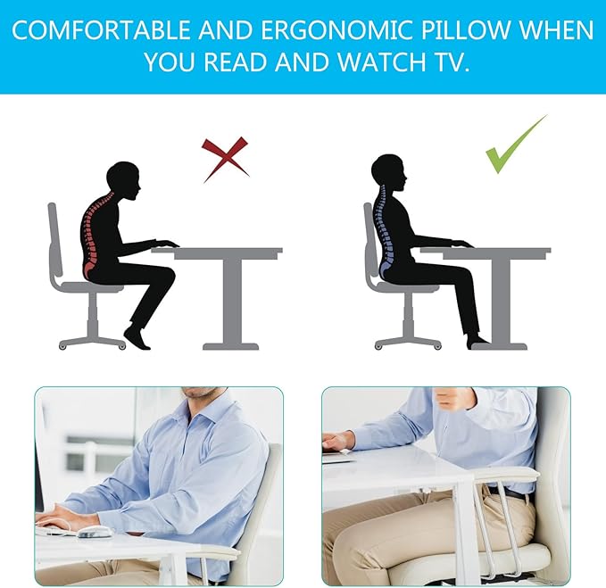 ABOOFAN Memory Foam Lumbar Support Cushion Car Seat Pad Lower Back Waist Pillow Office Chair Backrest Cushion Gray for Seasons Driving and Office Use
