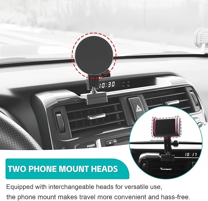 Magnetic Phone Mount for 2010-2024 Toyota 4Runner Accessories, Magsafe Dash Cell Phone Holder Multi-Mount Phone Stand with Extra Clip Bracket for Smartphone for 5th Gen 4-Runner Accessories