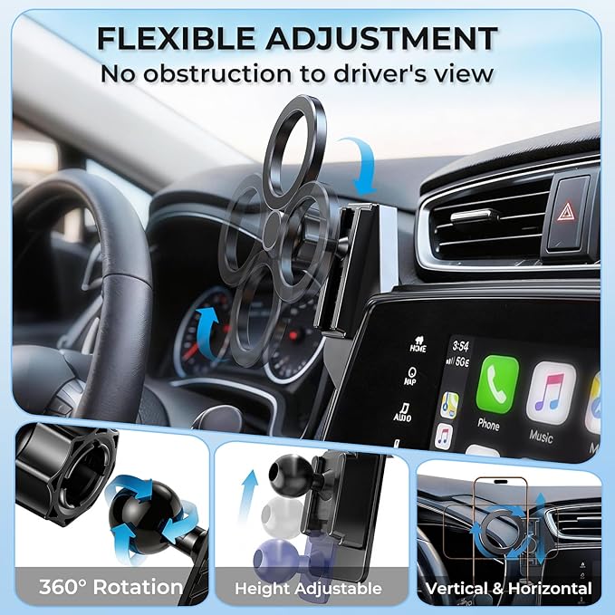 Car Phone Holder for Cadillac CT5 2024 2023 2022 2021 2020 (Only for 10-Inch Screen) 360° Rotation Magnetic Cell Phone Mount, Compatible with Magsafe, Does Not Affect Air Vent