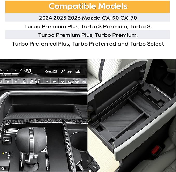 LFOTPP for 2024 2025 2026 CX-90 CX-70 Center Console Organizer for 2024 2025 2026 CX-90 CX-70 Middle Armrest Storage Tray Insert Non-Slip 2PCS CX-90 CX-70 Accessories
