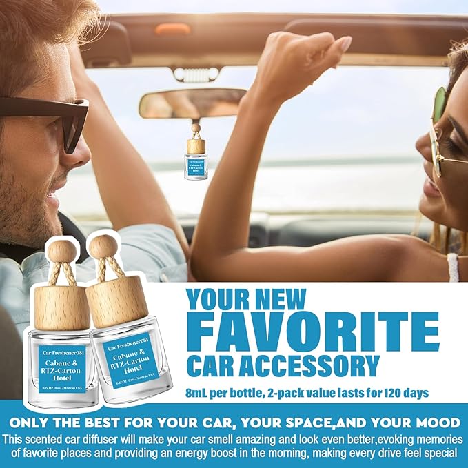 HoogaLife Car Air Freshener Diffuser 4 Pack Hanging Car Freshener for Women - 24.K Magic & W. Hotel ＆ Cabane & Rltz. CarIton Hotel ＆ Droam 0n & Westln Hotels ＆ M.y Way & The 0ne Hotel Fragrance Oil