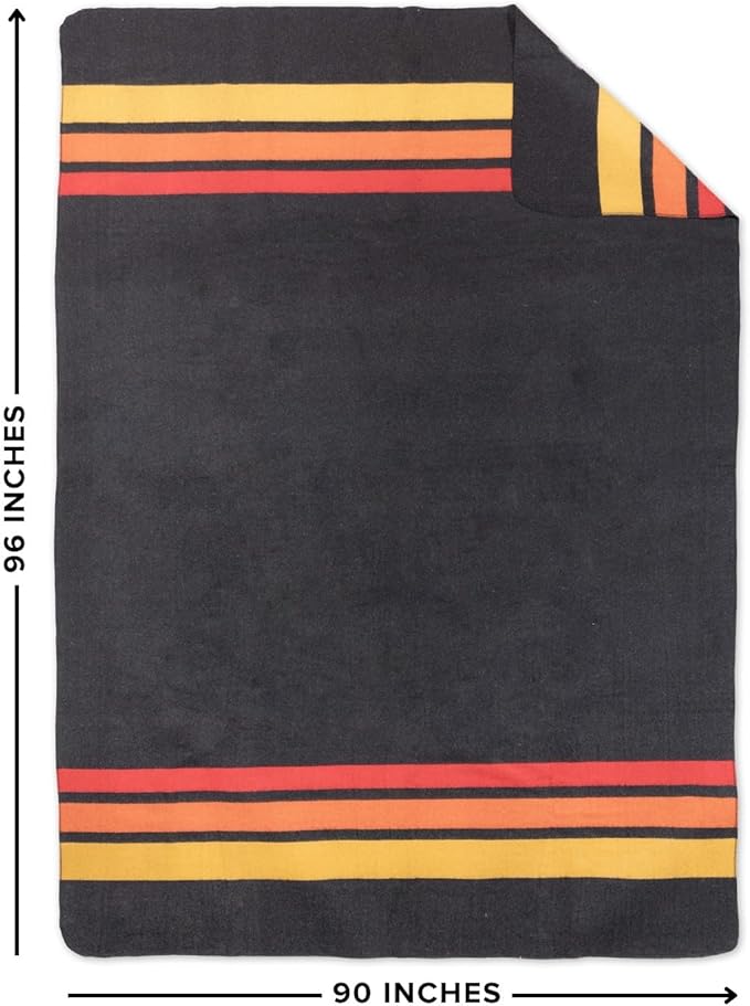 Arcturus Rainier Wool Blanket - Warm, Heavy, Washable, Bed Blanket | Great for Home & Camping (Sunset Peak, Queen)