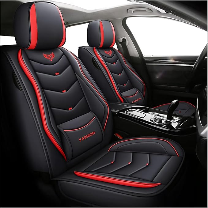 Car Seat Covers Full Set,Automotive seat Covers for Cars,Waterproof Leather seat Covers with Fixed Lumbar Support,Universal Fit for Most Cars,SUV,Trucks and Sedans