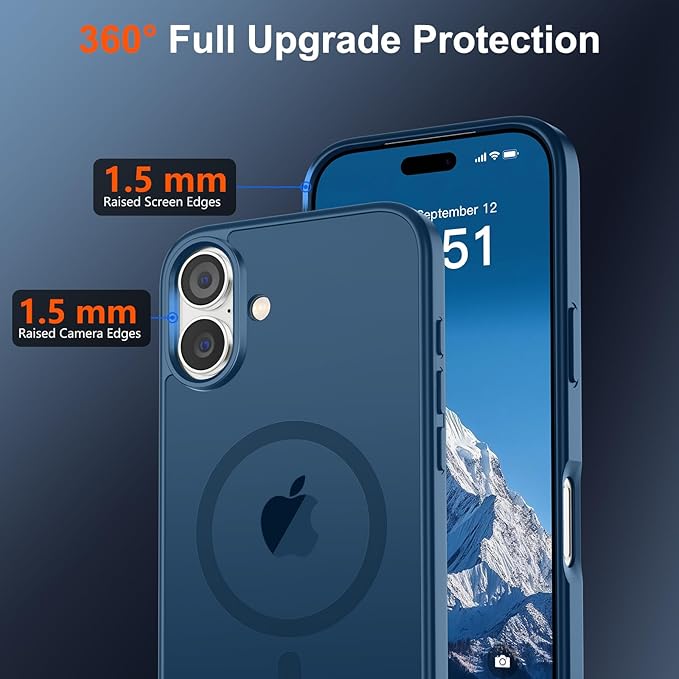 SUPFINE Magnetic for iPhone 17 Case (Compatible with MagSafe)(Military Grade Drop Protection) Translucent Matte Shockproof with Anti-Fingerprint Phone Cover 2025,Deep Blue