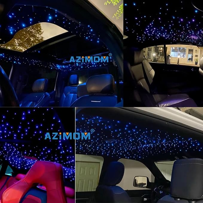 AZIMOM LED Bluetooth 16W RGBW Fiber Optic Light Star Ceiling Lighting Kits Music Mode 550pcs 0.03in 13.1ft Fibers Cables APP Remote Control For Car Home Headliner Light Decoration