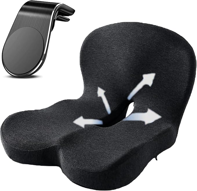 Back and Seat Cushion, Trucker Seat Cushions for Long Sitting, Car seat Cushion with Back Support, Seats Cushions for Lumbar Pain and Supporting The HIPS, Trucker Essentials (A)