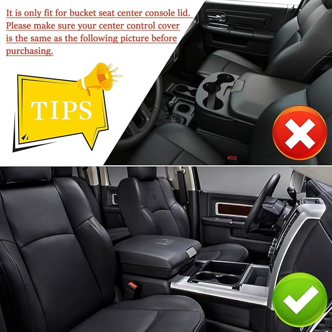 for RAM 2009-2018 Center Console Cover Anti-Scratch Waterproof Leather Armrest Pad Protector Cushion for Dodge RAM 1500 2500 3500 4500 5500 2009-2018 Interior Accessories(Red with Black)