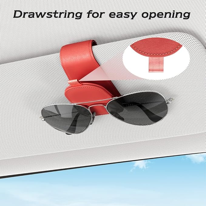 Sotfamily Sunglass Holder for Car Visor, Suede Cloth Magnetic Sunglass Organizer for Car Accessories, 2 Packs, Red