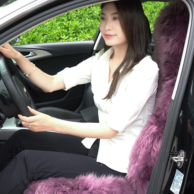 Fluffy Genuine Sheepskin Car Seat Cover-Fuzzy Real Fur Auto Cushion-Universal Fit Soft Long Wool Pad for Front Driver Accessories Protecter Truck, SUV, Van (Peacock Blue, 2 Pcs Front Seat Cover)