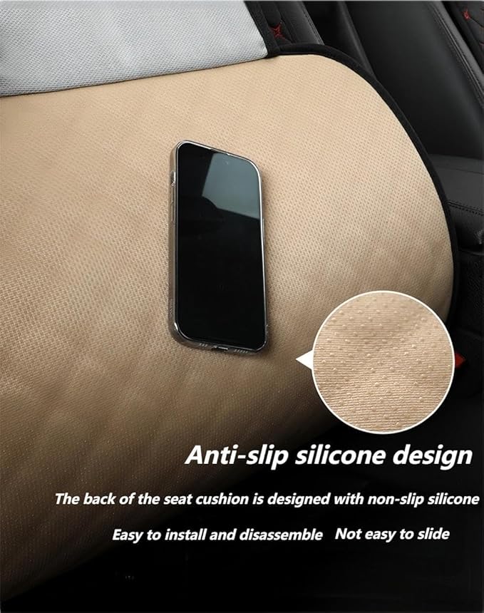 Premium Car Seat Covers for Front Seats, [2-Pack] Plush Soft & Cooling Seat Protector Pads Full Set, Breathable Mesh, Non-Slip Auto Seat Mat for Sweat, Wear Protection (Black red)
