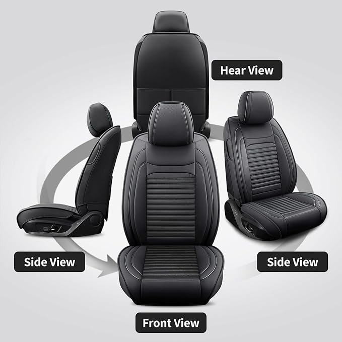 Front Seat Covers Fit for Toyota Prius 2001-2026, Car Seat Covers Front Seats, Breathable Faux Leather Automotive Seat Covers Front Pair Anti-Slip Seat Cover(Black, Front)