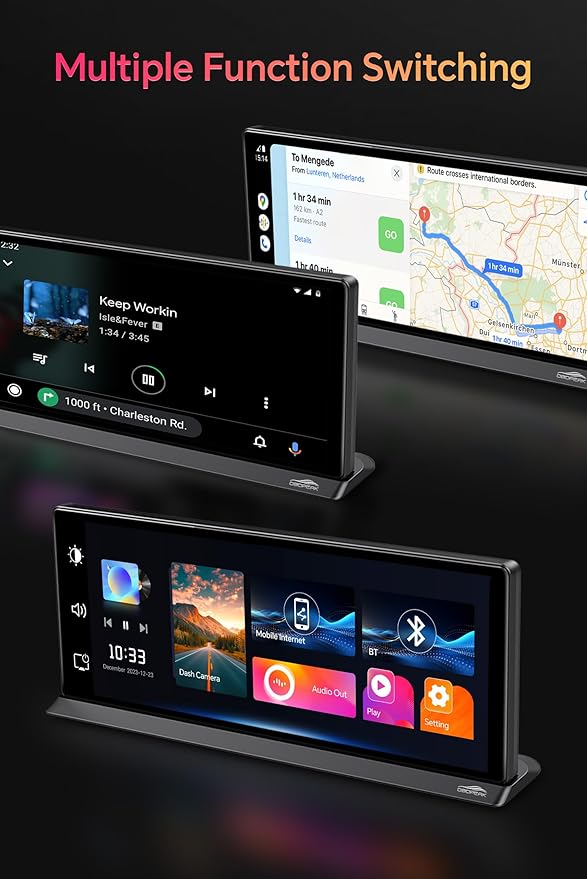 K2 PRO 11.3'' Wireless CarPlay Screen 4K Dash Cam Portable Android Auto Car Stereo Video Recording, Car Audio Receivers 1080P Backup Camera, Bt/GPS Navigation/AirPlay/Siri