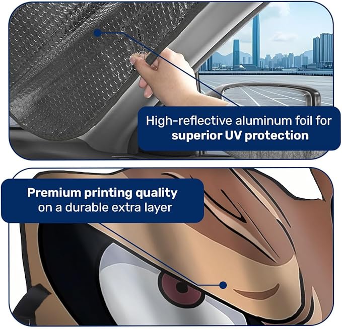 GENANY Magic Power Fruit Windshield Sun Shade for Car SUV Truck (55x30 Inches), Front Window Visor for Windows, Protector Blocks UV