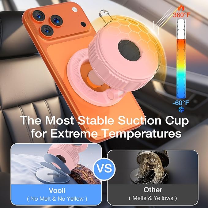 Vooii Phone Holders for Your Car for Magsafe Car Mount (130LB Ultra Suction Cup & 360° Adjustable) Vacuum Cell Phone Car Mount, Magnetic Car Phone Holder for Dashboard/Windshield for iPhone & Android