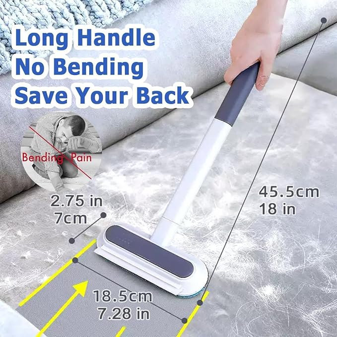 4 in 1 Pet Hair Remover with Glove, Reusable&Effective Cat and Dog Hair Removal Cleaning Tool with 17-Inch Extra Long Handle Multifunctional Fur Lint Brush for Couch,Furniture,Carpet,Clothes,Bedding