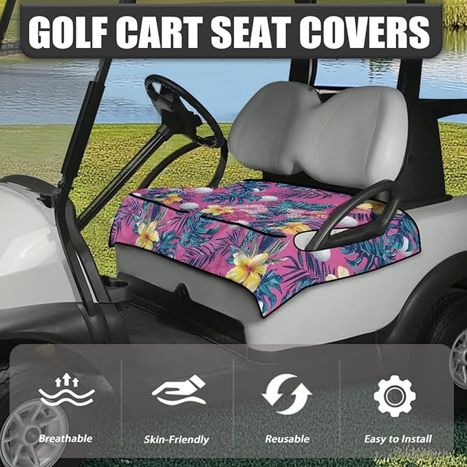 Biyejit Golf Cart Seat Covers with 4 Pockets Golf Cart Seat Towel Blanket Fits 2-Seat Golf Carts, Golf Cart Accessories