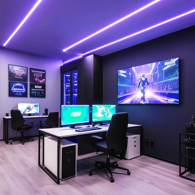 iNextStation 12V Purple LED Strip Lights 16.4FT, Flexible Silicone Neon Rope Light with Power Adapter, Waterproof, Cuttable, Dimmable & Linkable, LED Lights Strip for Bedroom, Kitchen(with Plug)