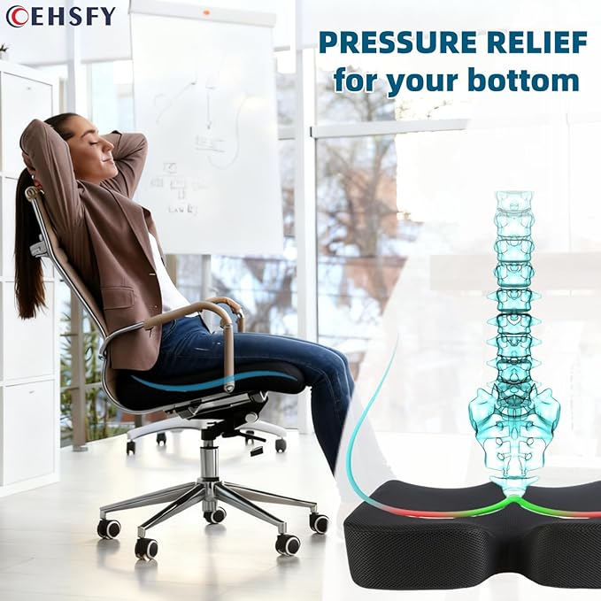 Memory Foam Seat Cushions Coccyx Pad Thicken Widen Strong Support and Comfort for Office Chairs, Car Seat, Dining Gaming Chairs, Wheelchairs.