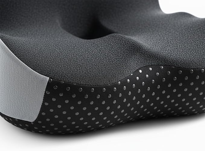 Memory Foam Seat Cushion, L-Shaped Ergonomic Office Chair Cushion for All-Day Sitting Comfort, Relieving Back & Tailbone Pain, Supportive Seat Cushions for Office Desk Gaming (Black Gray)