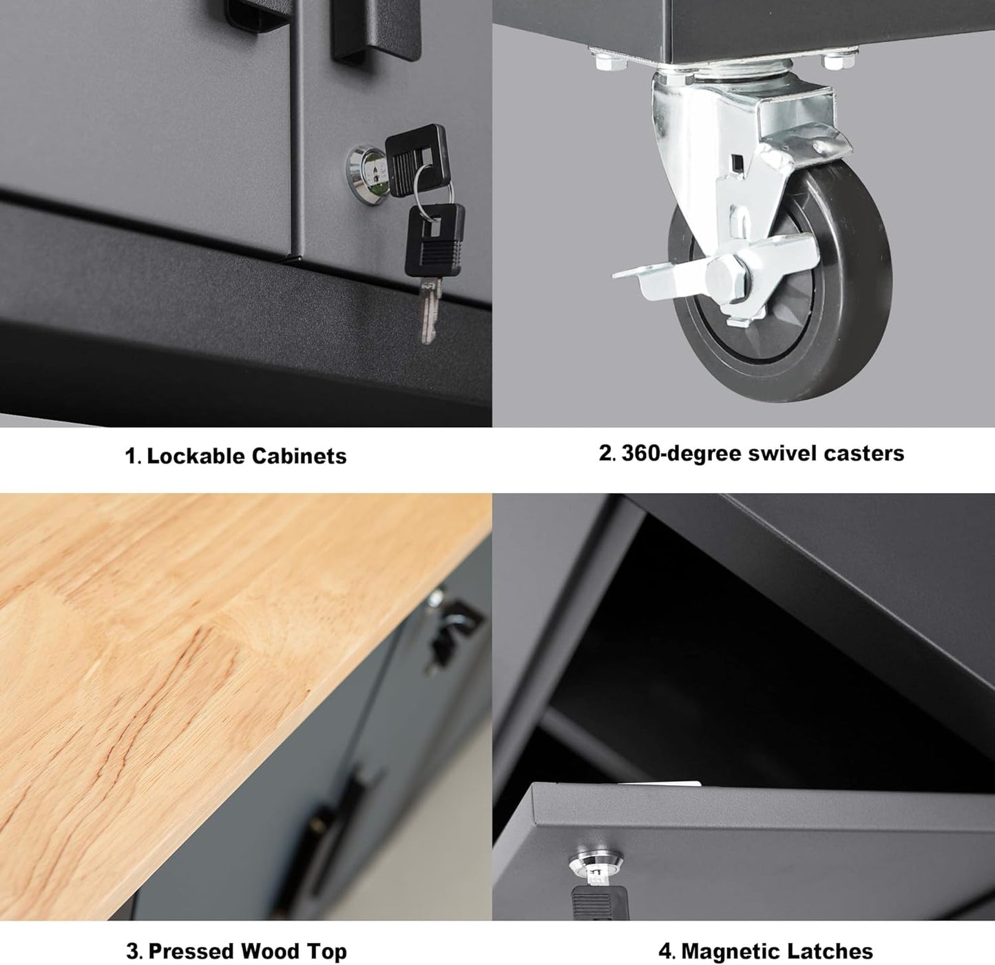 Torin Garage Cabinets Storage System, 9 Piece Included Steel Drawers Rolling Chest,Locked Storage Cabinet, Perfect for Organizing Garage and Tools, 129.92", Black/Grey
