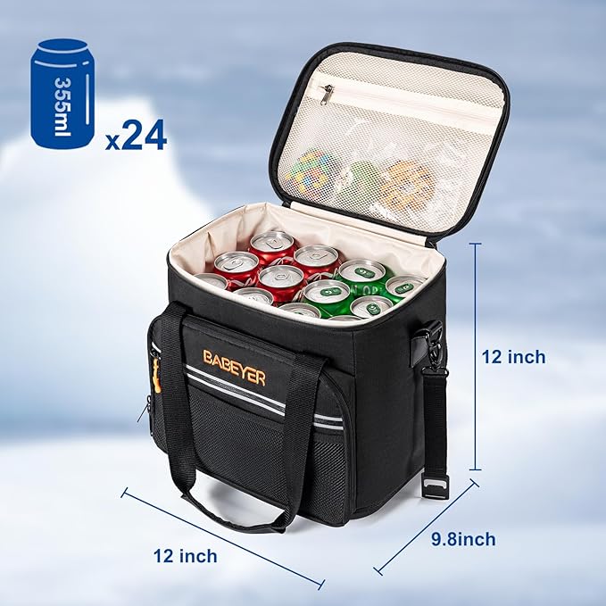 Soft Cooler Bag with Two Ice Packs,Collapsible Cooler for Travel with Adjustable Shoulder Strap,Large Capacity Leakproof Insulated Soft Sided Cooler Bag for Camping, Hiking, Picnic