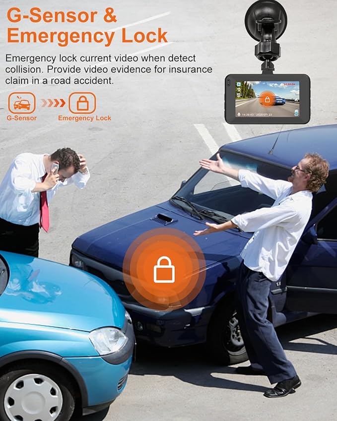 Dash Cam Front Car Camera, FHD 1080P Dashcam for Cars, Dash Camera with 32G SD Card, 24 Hours Parking Monitor, Night Vision, Loop Recording, G-Sensor, 3'' IPS Screen, 170°Wide Angle