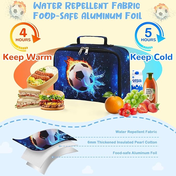 CAMTOP Lunch Box Kids Boys Insulated Lunch Cooler Bag Reusable Lunch Tote Kit for School Travel